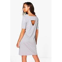 tailored bare back shift dress grey