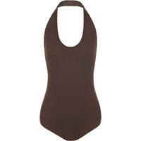 tamela halterneck backless bodysuit dark brown