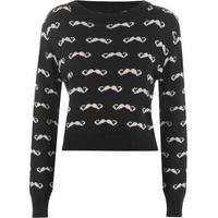 Tammie Knitted Moustache Jumper - Black