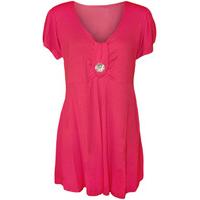 tamika sparkle button detail top cerise