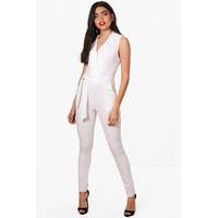 tailored sleeveless jumpsuit ivory