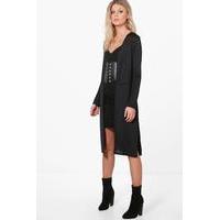 tasha collarless split side duster black