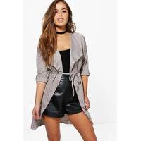Tammy Waterfall Ruched Back Belted Duster - dove