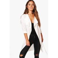 Tammy Waterfall Ruched Back Belted Duster - ivory