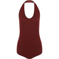 tamela halterneck backless bodysuit wine