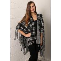 Tartan Print Knitted Cape