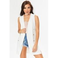 tasha white sleeveless longline blazer