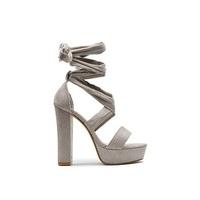 Tara Grey Suede Ankle Tie Platforms