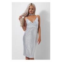 Tama Metallic Silver Midi Dress