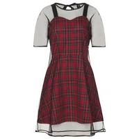 Tartan Mesh Skater Dress - Size: Size 10