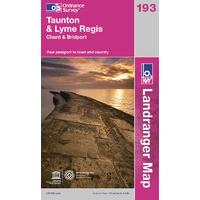 Taunton & Lyme Regis - OS Landranger Active Map Sheet Number 193