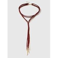 Tassel Chain Choker Necklace, Burgundy