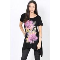 Tarin Floral Butterfly Print Hanky Hem Top