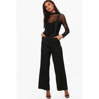 Tailored Self Belt Relaxed Trousers - black