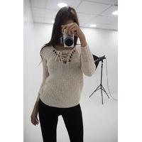 Taymar lace up front knitted jumper