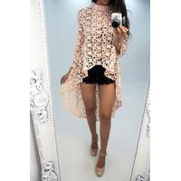 Tatum crochet dipped hem blouse