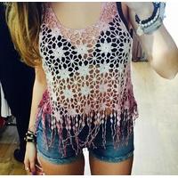 Tabitha crochet and tassel vest