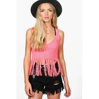 Tassel Hem Vest - coral