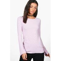 Tarni Ribbed Flared Sleeve Top - orchid