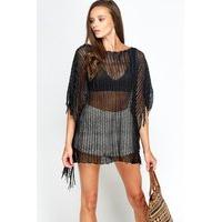 Tassel Trim Loose Poncho