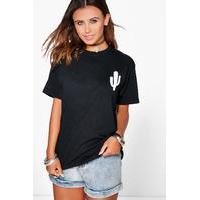 Tammy Cactus Placement Print Tee - black