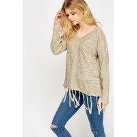 tassel hem v neck jumper