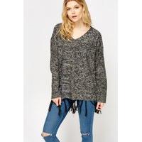 tassel hem v neck jumper