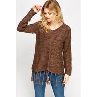 tassel hem v neck jumper