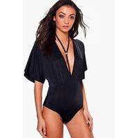 talia ring detail kimono sleeve bodysuit black