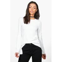 Tarni Ribbed Flared Sleeve Top - white