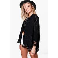 Tassel Trim Cardigan - black