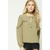 Tassel Trim Self-Tie Top