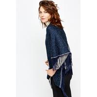 tassel trim navy poncho