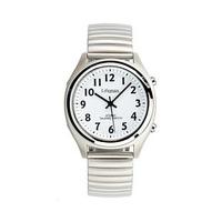 talking atomic watch round face expanding strap metal