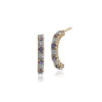 Tanzanite & Diamond Half Hoop Earrings In 9ct Yellow Gold