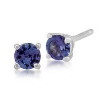 Tanzanite Round Stud Earrings In 9ct White Gold 3.50mm Claw Set