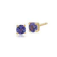 tanzanite round stud earrings in 9ct yellow gold 350mm claw set