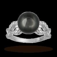 Tahitian pearl and diamond ring in 18 carat white gold