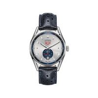 tag heuer carrera chronometer automatic mens blue leather strap watch