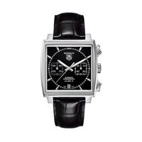 TAG Heuer Monaco Automatic Calibre 12 men\'s black leather strap watch
