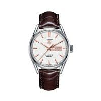 TAG Heuer Carrera Day-Date Automatic men\'s brown leather strap watch