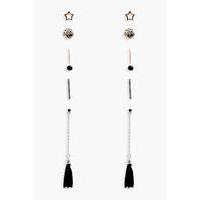 Tassel And Star Stud Earring 5 Pack - multi