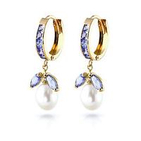 tanzanite and pearl dewdrop huggie earrings 103ctw in 9ct gold