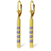 Tanzanite Bar Drop Earrings 0.7ctw in 9ct Gold