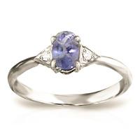 tanzanite and diamond ring 04ct in 9ct white gold