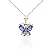 Tanzanite Butterfly Pendant Necklace 0.6ctw in 9ct Gold