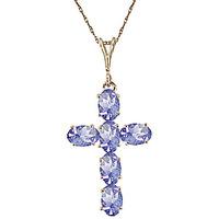 Tanzanite Rio Cross Pendant Necklace 1.5ctw in 9ct Gold