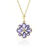 Tanzanite Sunflower Pendant Necklace 2.43ctw in 9ct Gold