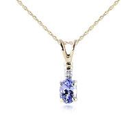 Tanzanite and Diamond Pendant Necklace 0.45ct in 9ct Gold