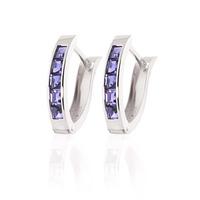 Tanzanite Acute Huggie Earrings 0.95ctw in 9ct White Gold